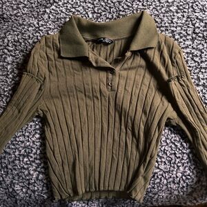 Green long sleeve polo shirt